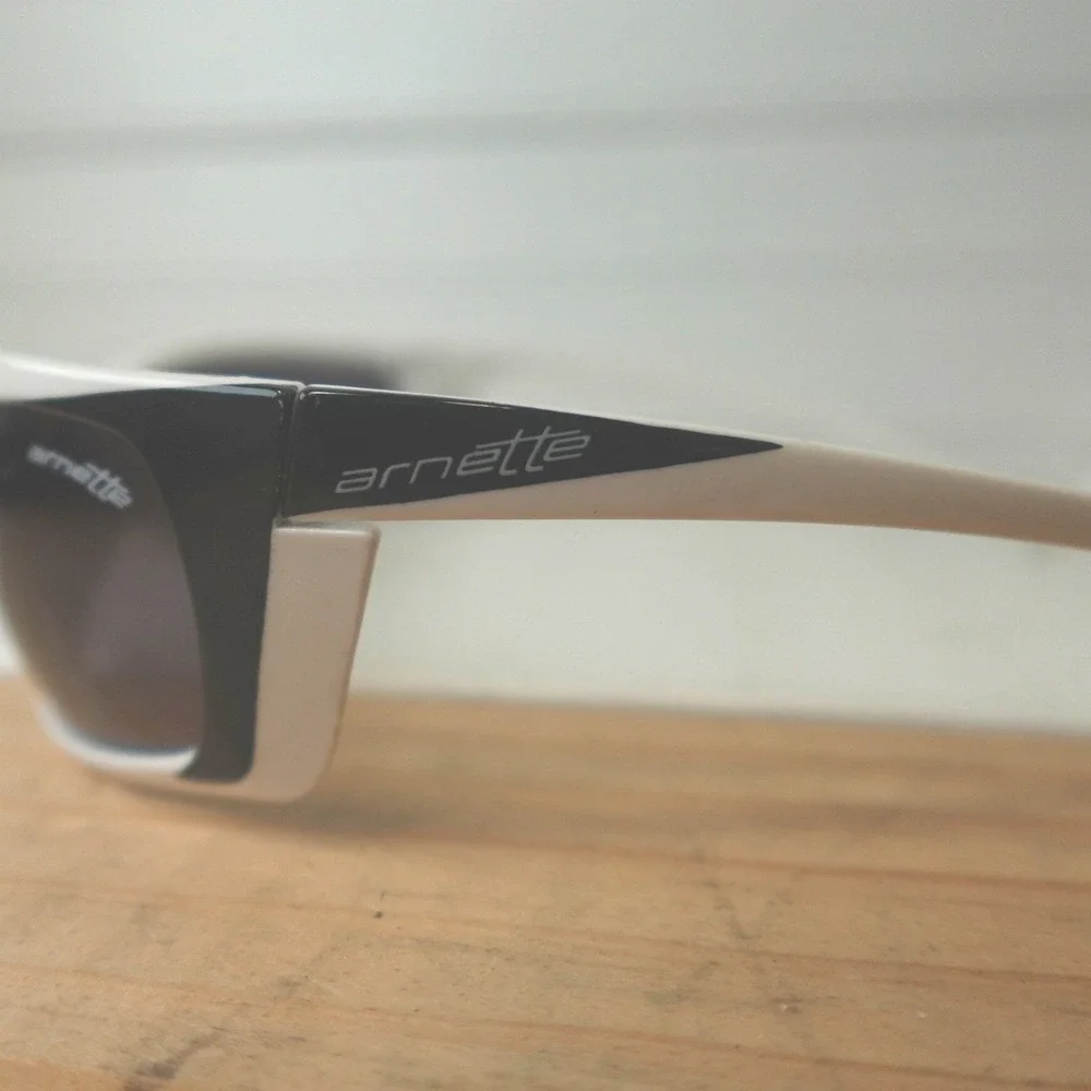 Arnett Sunglasses Men's Black & White Frames Y2K Racing Wrap-around Glasses